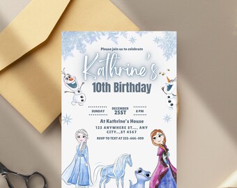 FROZEN Invitation Elsa Birthday Invitation Winter Snow Birthday Printable,Editable Instant Download Canva Template Frozen Invite