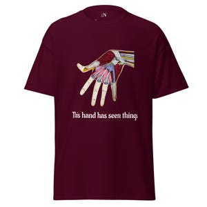解剖学的な手のTシャツ - 骨格の手の描画シャツ - ヴィンテージ解剖学Tシャツ - 医学生へのギフト - ダークカラーTシャツ