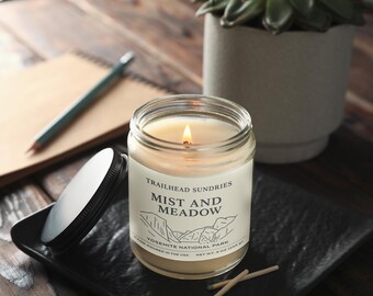 Niebla y pradera: Vela de Yosemite / Algodón limpio / Vela de soja de parques nacionales / Artículos varios para el inicio del sendero