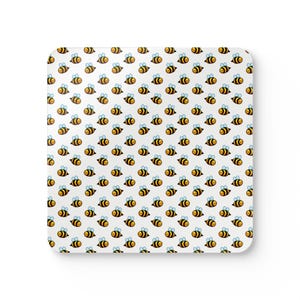 Bee-Themed Corkwood Coaster Set, Cute Bumblebee Home Decor, Drinkware Protection, Fun Gift for Housewarming, Eco-Friendly Coasters