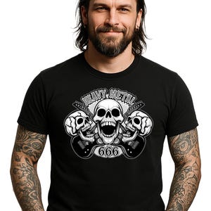 Heavy Metal 666 T-Shirt, Rocker Tee, Metal, Metalhead Graphic Shirt, Heavy Metal Horror Skull Graphic Tee, Heavy Metal Rock T-Shirt