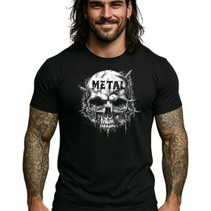 Maglietta grafica Metal Skull: maglietta unisex Heavy Metal Horror