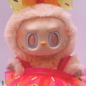 Sprinkle Party Labubu Dress & Bow Set – Handmade Outfit for 15cm-17cm Labubu Dolls