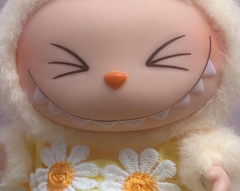 Handmade Labubu Dress & Bow Set  Sunshine Daisy Yellow Ruffle Outfit | Fits Labubu Figure Cute Plush Doll Clothes