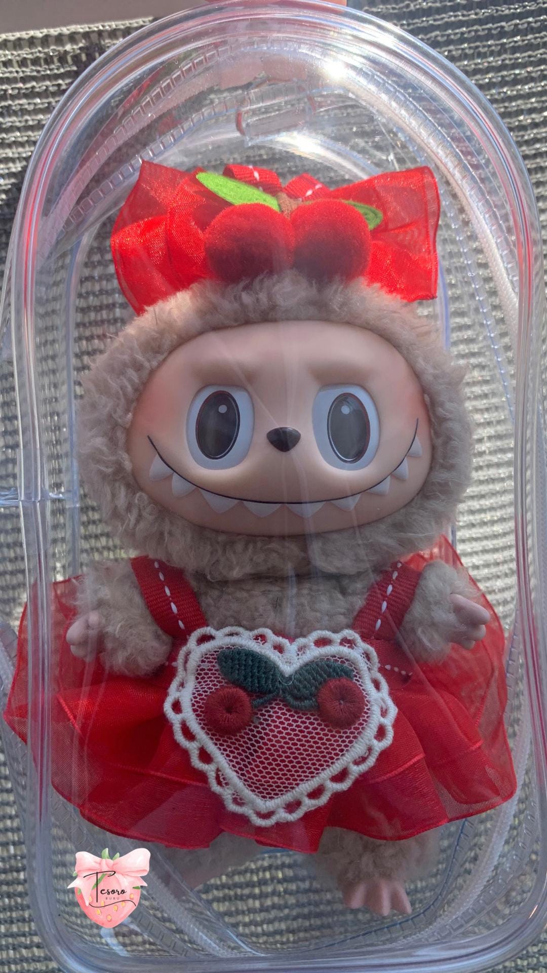 Clear Protective Carrying Case for 17cm Standing Labubu |  Doll Display & Travel Case