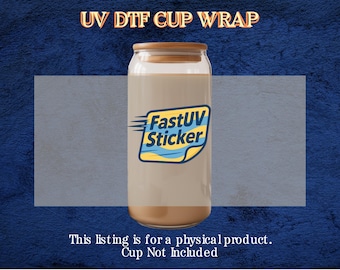 Envoltura de vaso UV DTF con logotipo personalizado, adhesivo permanente personalizado
