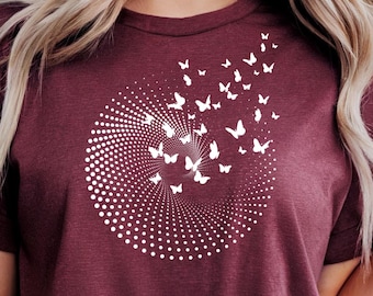 Butterfly t-shirt, Butterflies out of a Spiral, Nature Inspired Gift