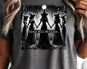 魔女のハロウィンTシャツ、ガールズ・ウィル・ビー・ガールズ・コヴェンTシャツ