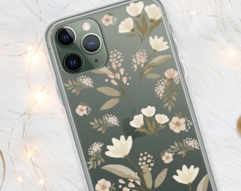 Funda floral bohemia para iPhone, diseño de flores transparentes