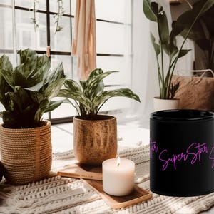 Superstar Black Glossy Mug, SuperStar funny Mug, Cups with funny phrases, unique gift ideas, fun gift