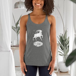 Steenbok retro-stijl racerbacktanktop voor dames, T-shirt met sterrenbeeld, astrologiehoroscoop-shirt voor vrouwen, uitrusting met sterrenbeeld