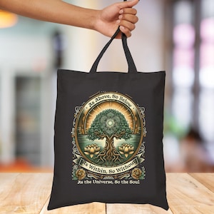 Tree of Life Cotton Canvas Tote Bag: Boho Hippie Shoulder Bag