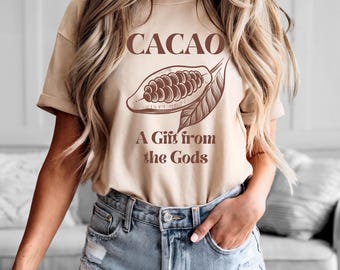 Camiseta con estampado de cacao: Camiseta retro para amantes del chocolate, regalo de comida exótica