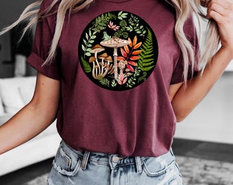 Pilz Frosch Grafik T-Shirt: Cottagecore Nature Tee