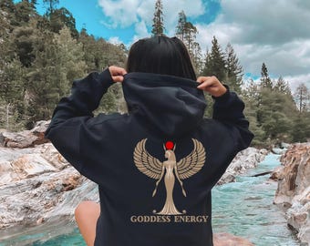 Egyptian Goddess Wings Pull Over Hoodie, Goddess Energy Sweatshirt