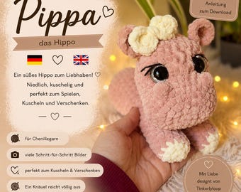 Pippa Hippo - the little hippopotamus | PDF crochet pattern (German & English)