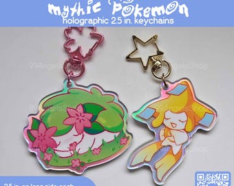 Llaveros holográficos de Pokémon Míticos de 6,35 cm (2,5") / Jirachi y Shaymin