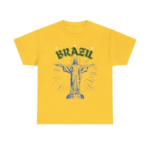 Brazil Soccer Graphic Tee, Unisex Heavy Cotton T-Shirt for World Cup Fans, Soccer Team Shirt, Sports Fan Apparel, Soccer Lover Gift