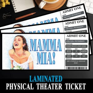 Laminated Mamma Mia Ticket – Personalized Broadway Keepsake