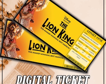 Entrada personalizada de El Rey León: regalo de Broadway, recuerdo imprimible (descarga digital)
