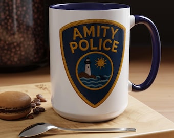 Amity Polizei Kaffeetasse - Perfektes Geschenk für Spielberg-Fans, Filmgeschenke, Jaws-Liebhaber, Jaws 50th