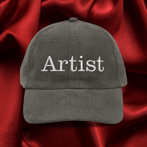 Embroidered Cap, Artist Hat, Vintage Corduroy Cap, Inspiration Cap, Art Lover Gift, Retro Baseball Cap