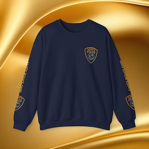 Felpa stampata con toppa della polizia Amity / Felpa girocollo cinema, regalo perfetto per i fan di Spielberg, Lo squalo, 50° anniversario dello squalo, regalo del film