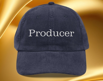Cappello PRODUCER per gli appassionati dell'industria cinematografica, berretto vintage ricamato, berretto in velluto a coste con disegno di testo, regalo per gli amanti del cinema,