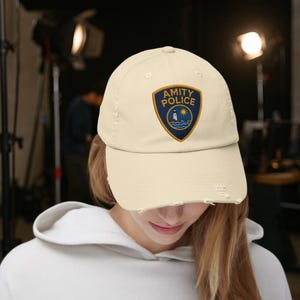 Amity Police Distressed Cap | Custom Dad baseball hat, Quint, Jaws 50th, Gift for a Spielberg Fan, Movie Lover, Jaws