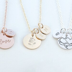 Personalized Disc Necklace with Initials - Gold, Rose Gold, Sterling Silver