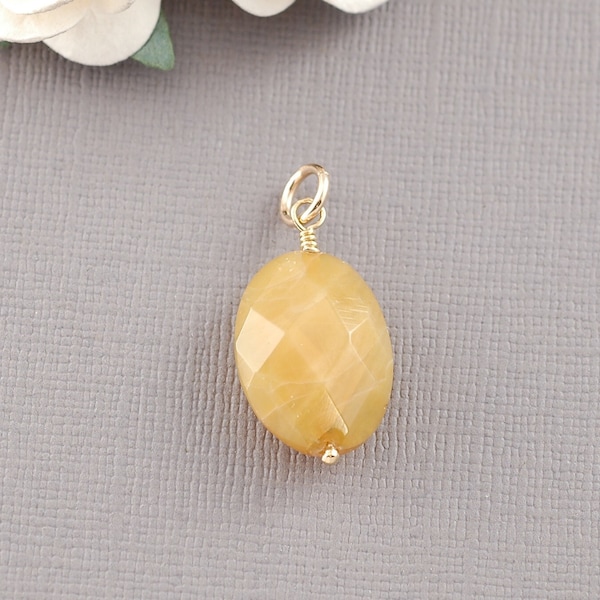 Honey Calcite Charm - 13x18mm Faceted Flat Oval - Sterling Silver, Gold-Filled, Rose Gold-filled - earrings, necklace
