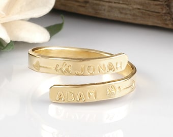 Anillo de envoltura - Personalizado - Personalizado - aluminio / latón / cobre - estampado a mano - Anillo de la madre - Anillo de nombre