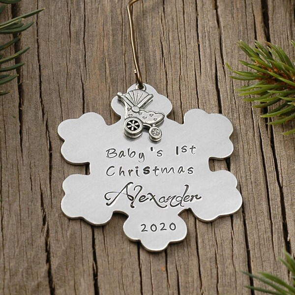 Baby's First Christmas Ornament  Snowflake 2020  Personalize with baby's name