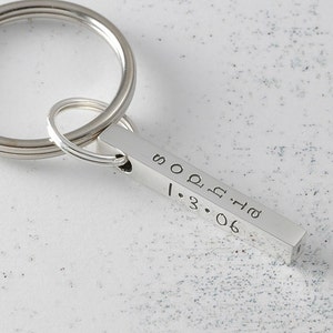 Personalized key chain 4-sided bar for Dad, Mom, Groom, Godfather, Boyfriend, Fiance names or words you pick it image 1