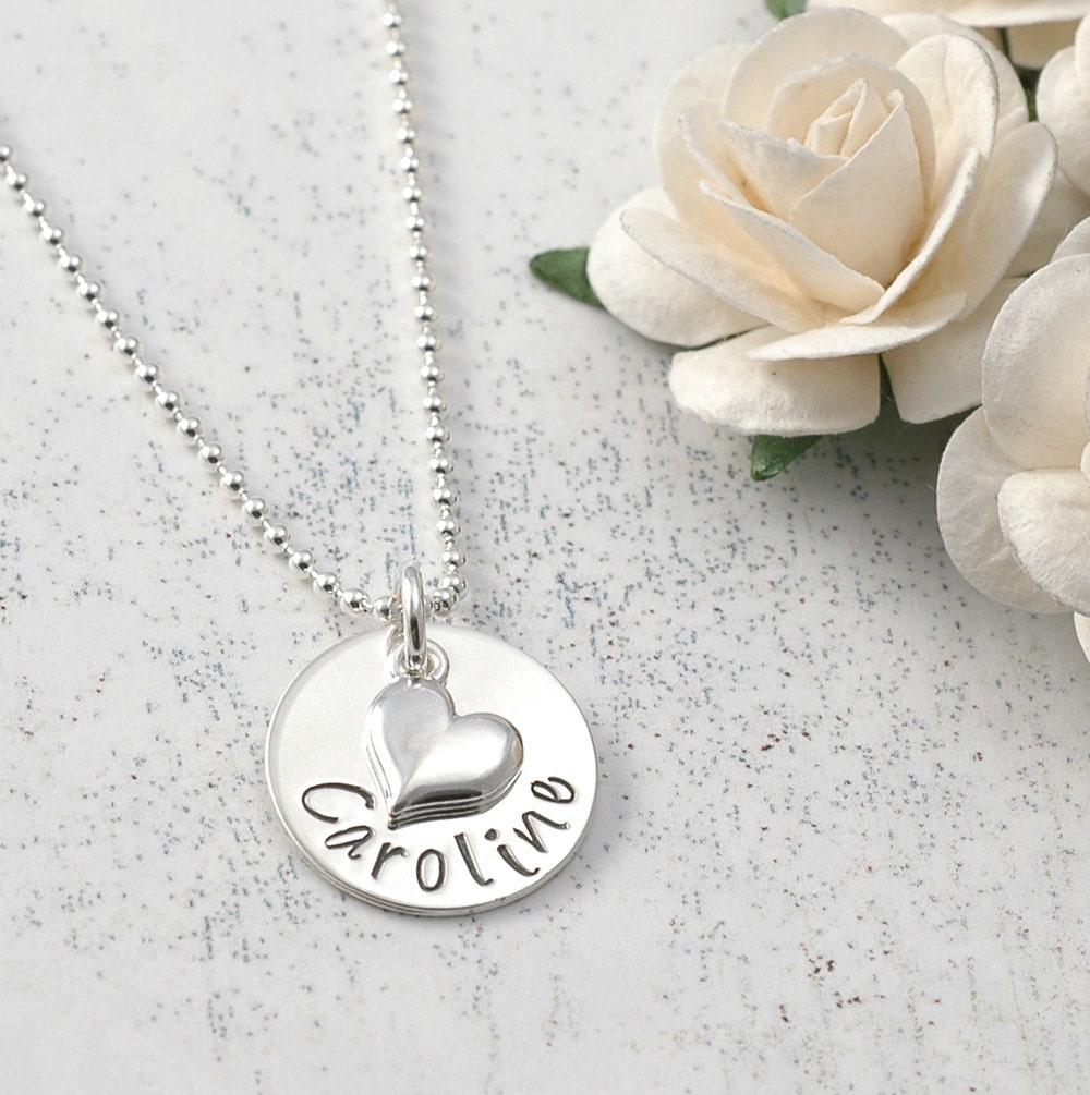 Mommy Jewelry Personalized Hand Stamped Necklace 5/8 | Etsy