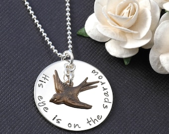 His Eye is on the Sparrow // Necklace, Christian Gift, Bible Study ...