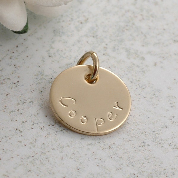 1/2 inch gold filled round disc - add a name or initial charm