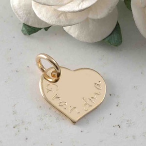 Gold-filled heart disc -  Yellow Gold or Rose Gold - 1/2&quot; size heart disc - add a name or initial charm