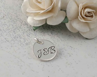 Add a Charm - 1/2" tiny sterling silver round disc - half inch - Double Sided