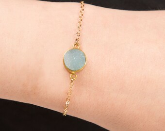 Druzy Bracelet, Delicate gold druzy bracelet, Raw Gemstone Druzy bracelet, Gold Druzy Bracelet