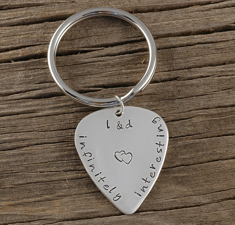 Guitar Pick Key Chain Sterling Silver Personalized Etsy