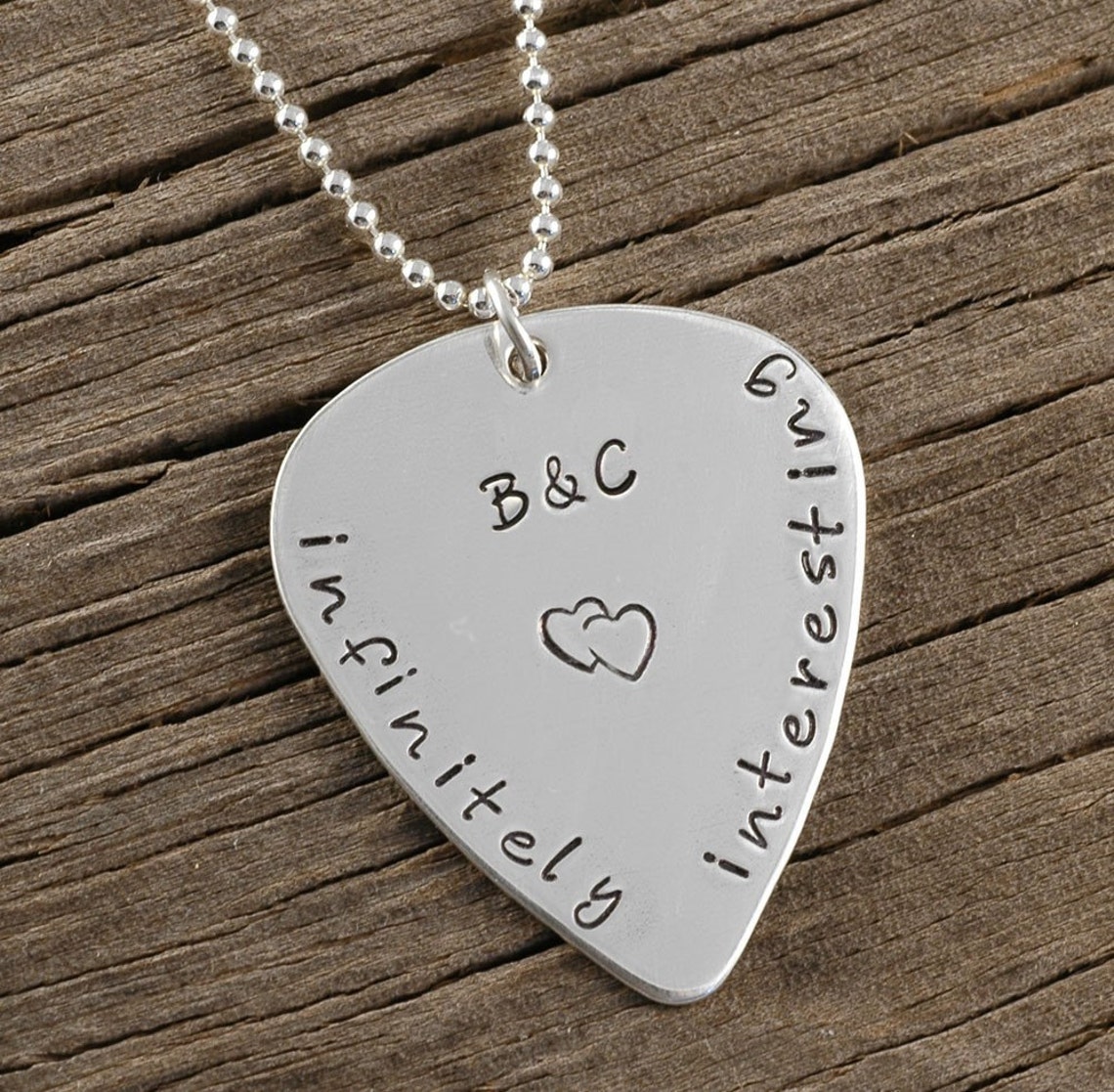 Guitar Pick Necklace Personalized Hand Stamped Sterling Etsy