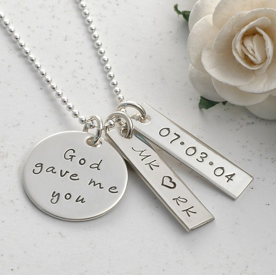 God gave me you Personalized hand stamped necklace | Etsy