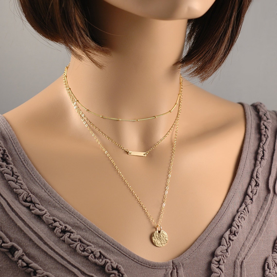 Dainty Gold Beaded Satellite necklace tiny bead chain choker | Etsy