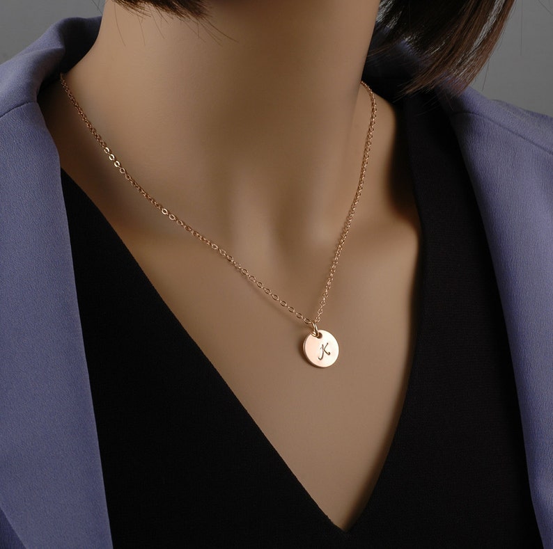 Rose Gold Initial Necklace Layering necklace 1/2 Rose Etsy