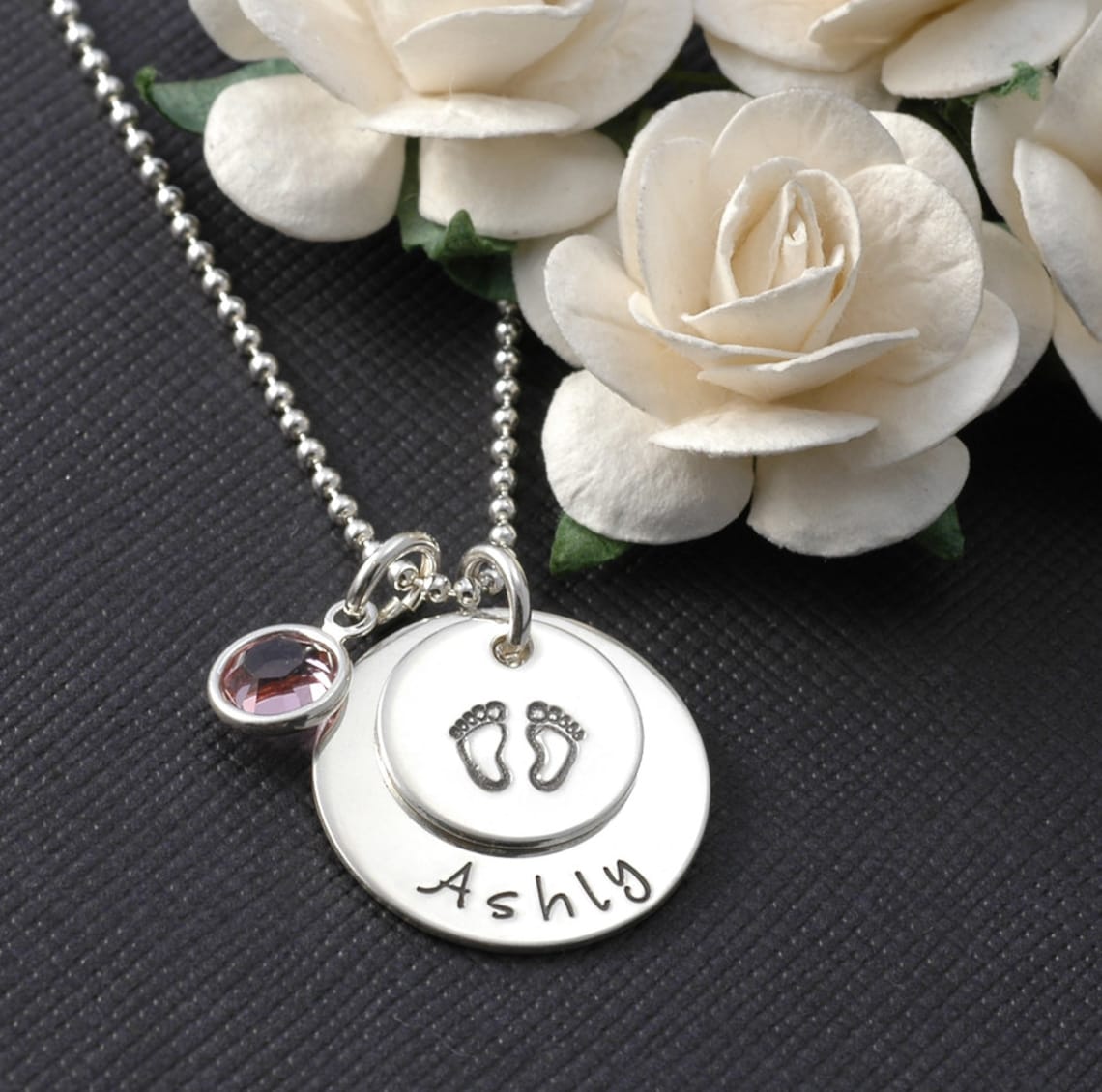 New Baby Personalized Necklace Sterling Silver Hand Etsy