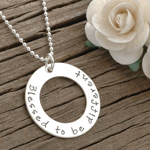 Personalized Hand Stamped Necklace Washer style Eternity Circle image 2