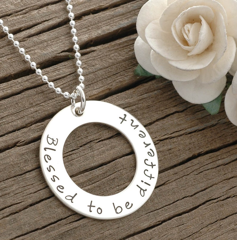 Personalized Hand Stamped Necklace Washer style Eternity Circle image 2