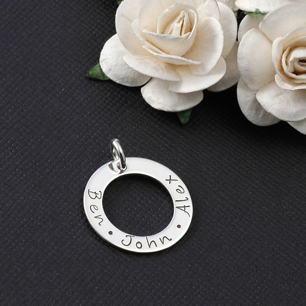 Add a Charm - 3/4 inch sterling silver washer - Your own words or names