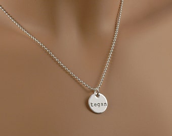 Hand Stamped Double Sided Necklace - 1/2" disc - Personalized Jewelry - one half inch charm with name or design